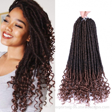 Crochet gypsy goddess faux locs Braiding Hair Extension with Curly Ends Synthetic Hair Straight Goddess Faux Locs Crochet Hair